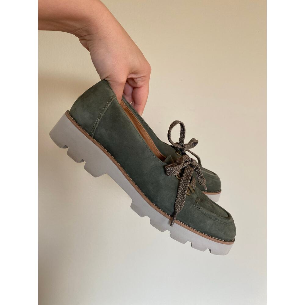 Vionic Teagan green nubuck lace up loafers size 6 - Picture 2 of 8